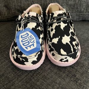 COPY - NWT Hey Dudes Wendy Funk Cow - black/pink size 12